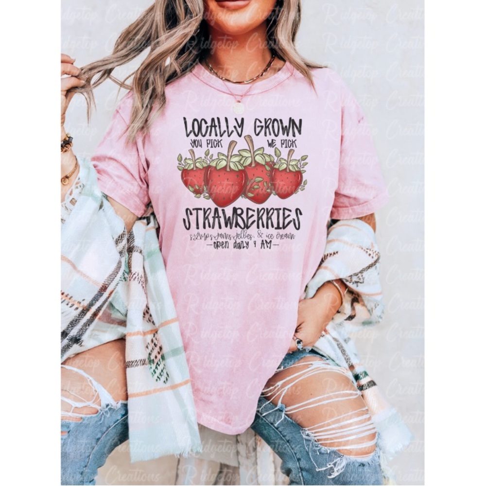 Pink Graphic Tee - Locally Grown Strawberries